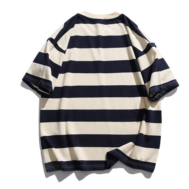 Classic wide horizontal striped short sleeve T-shirt
