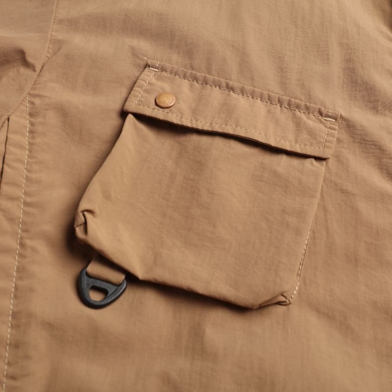 Multi-pocket plain short-sleeved work shirt in four colors