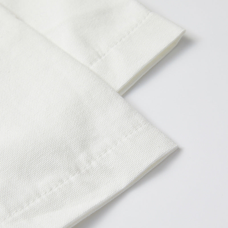 Solid color short-sleeved shirt with 3D pockets