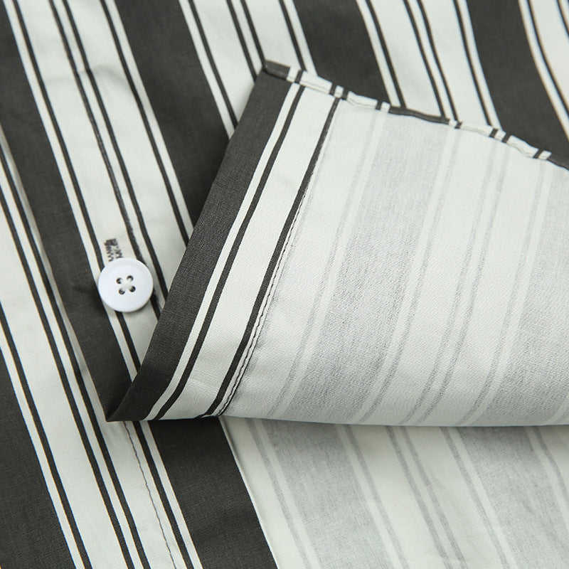 Retro striped long-sleeved work shirt