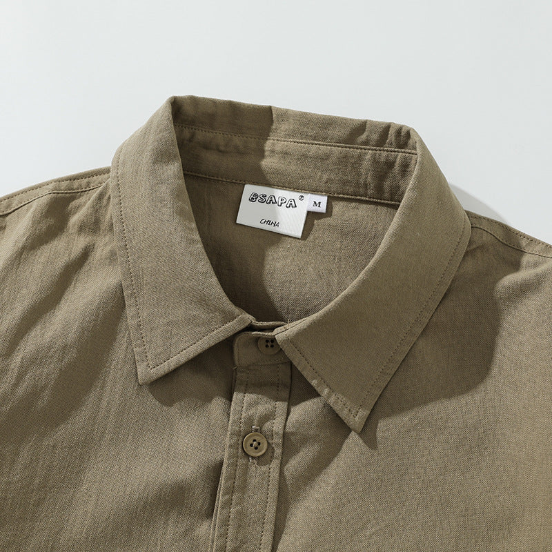 Faux layered cotton short sleeve shirt
