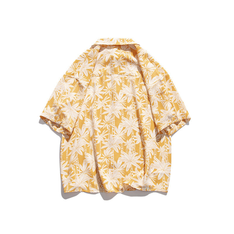 Hawaiian oak tree print short sleeve shirt
