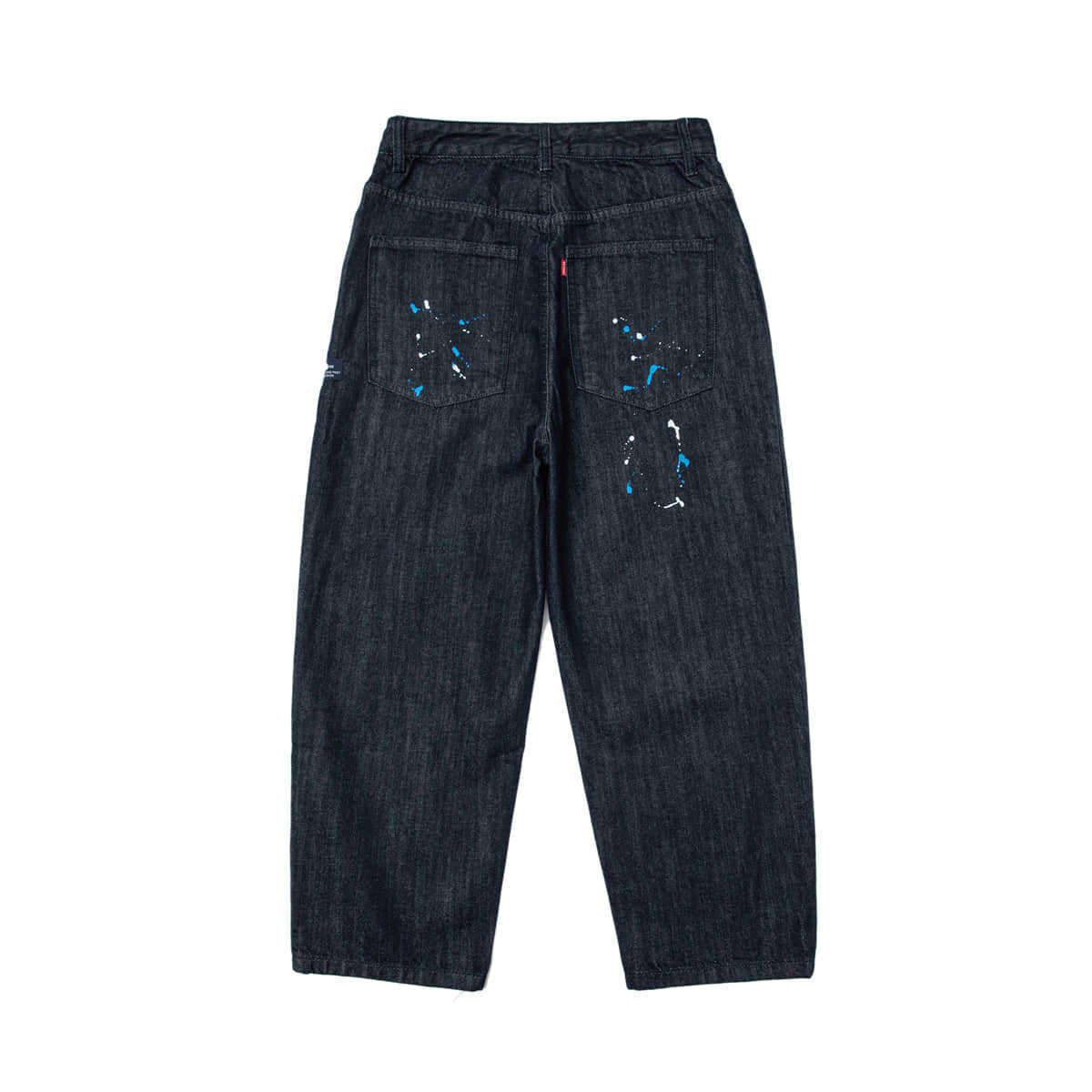 Unique vertically faded painted denim pants