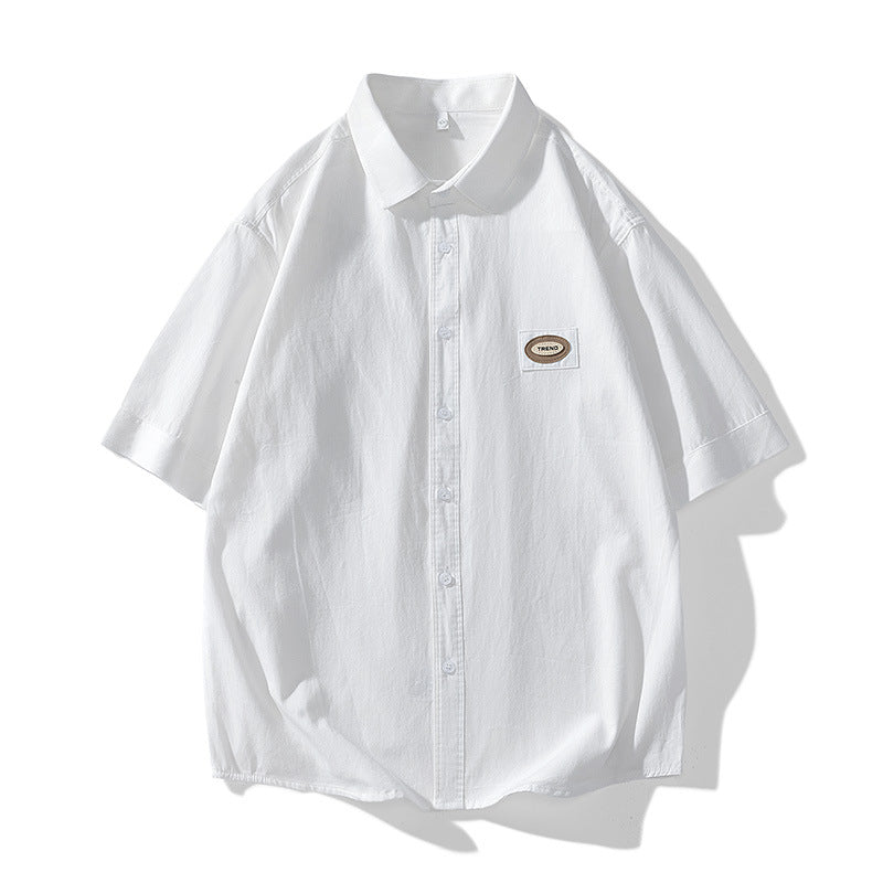 Classic plain short-sleeved work shirt in four colors