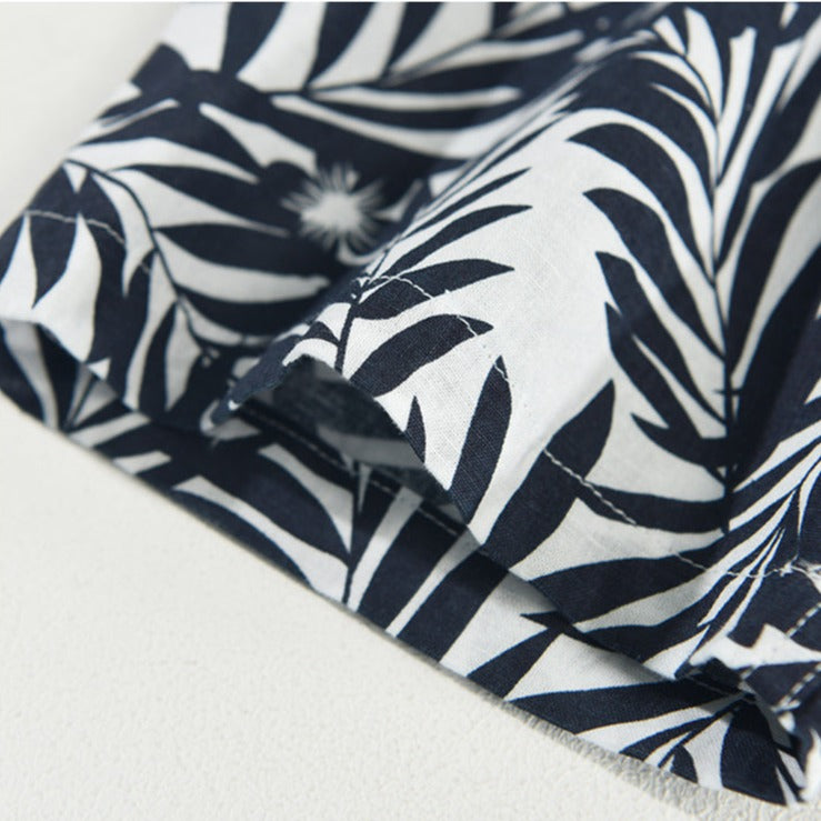 Breathable cotton linen aloha shirt