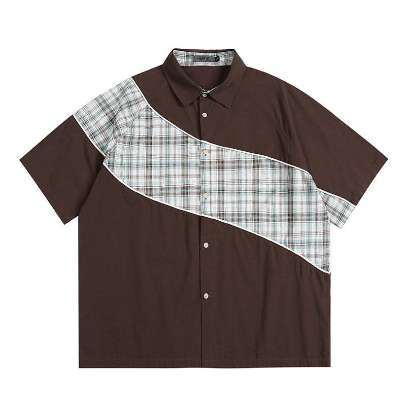 Retro check pattern short sleeve shirt