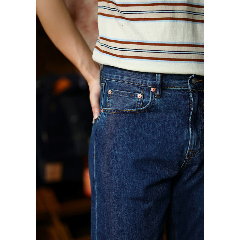 Cool-to-the-touch, 9/10-length slim red-selvedge denim pants