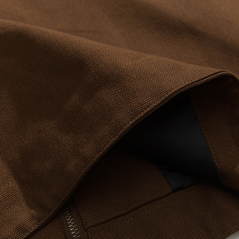 Corduroy neck multi-pocket retro jacket
