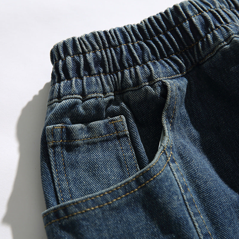 Washed Pocket Straight Jeans