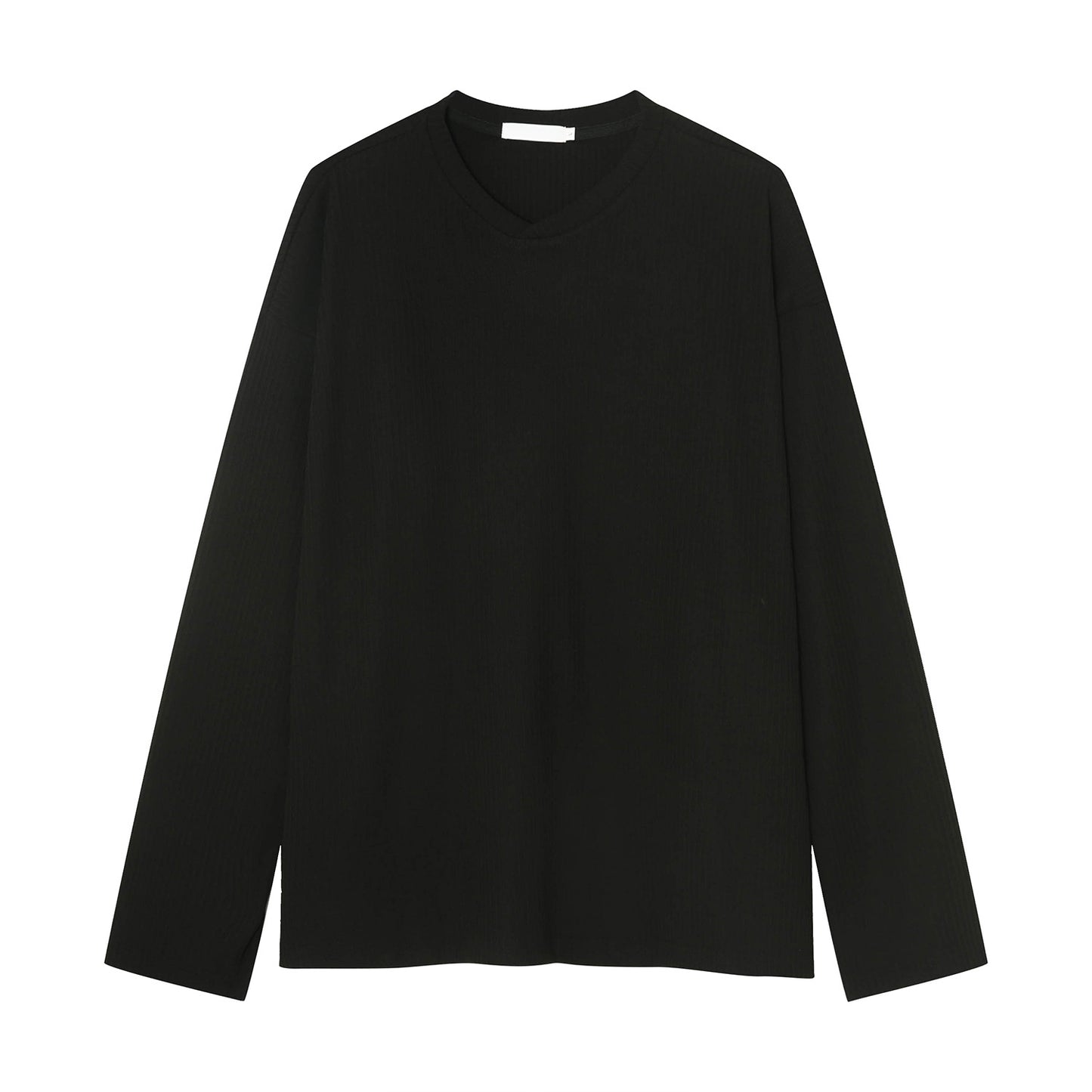 American casual plain V-neck long-sleeved T-shirt