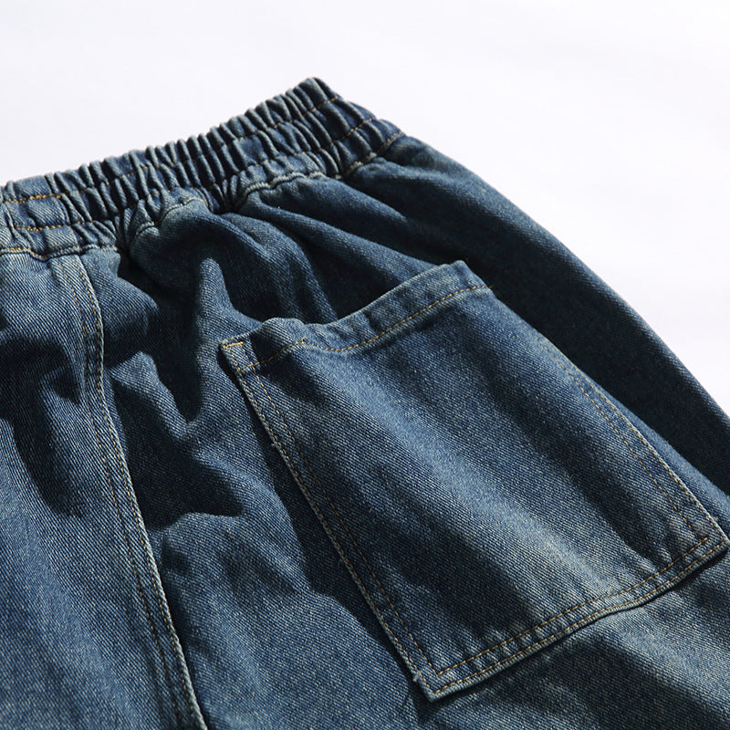 Washed Pocket Straight Jeans