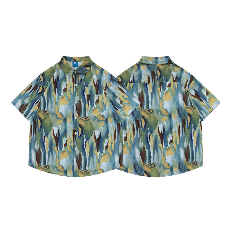 Hawaiian print short sleeve shirt