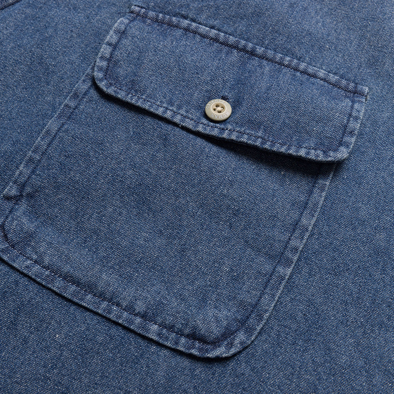 Classic retro pocket denim long sleeve shirt