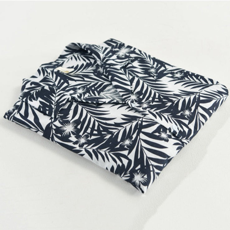 Breathable cotton linen aloha shirt