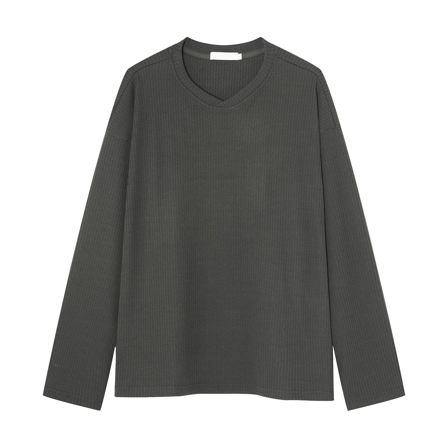 American casual plain V-neck long-sleeved T-shirt
