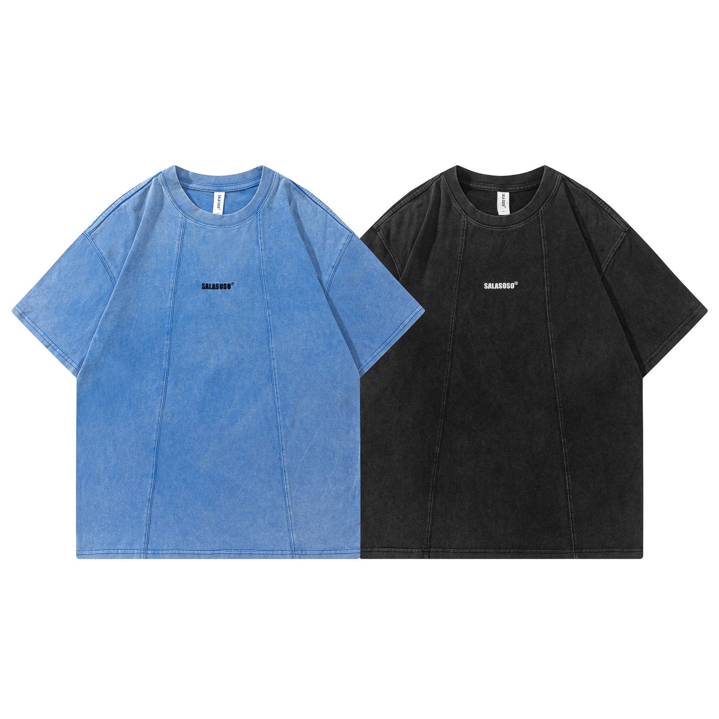 レトロ刺繍無地半袖tシャツ