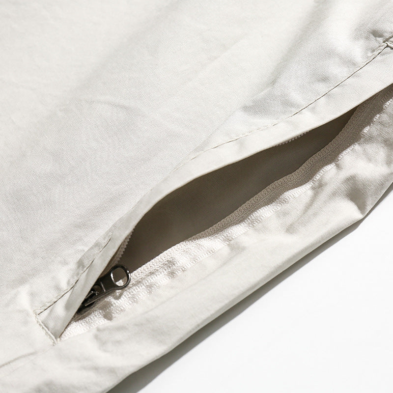 Retro plain loose work short sleeve shirt