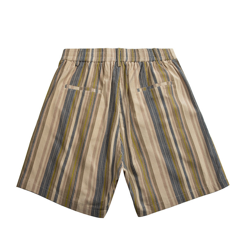 Color-coordinated striped casual shorts