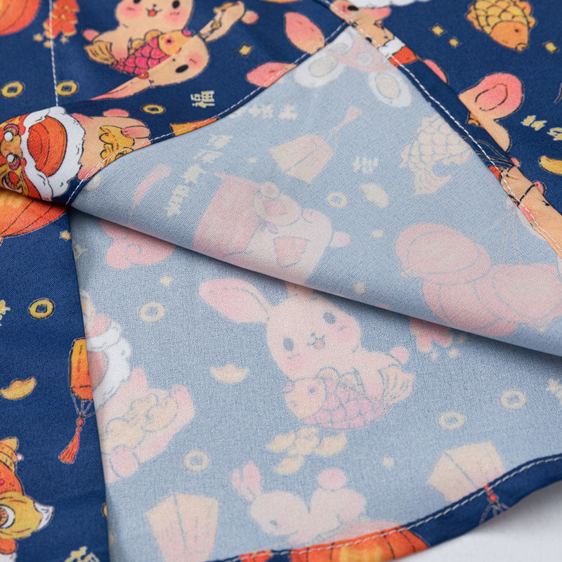 Retro "Rabbit" all-over print short-sleeved shirt