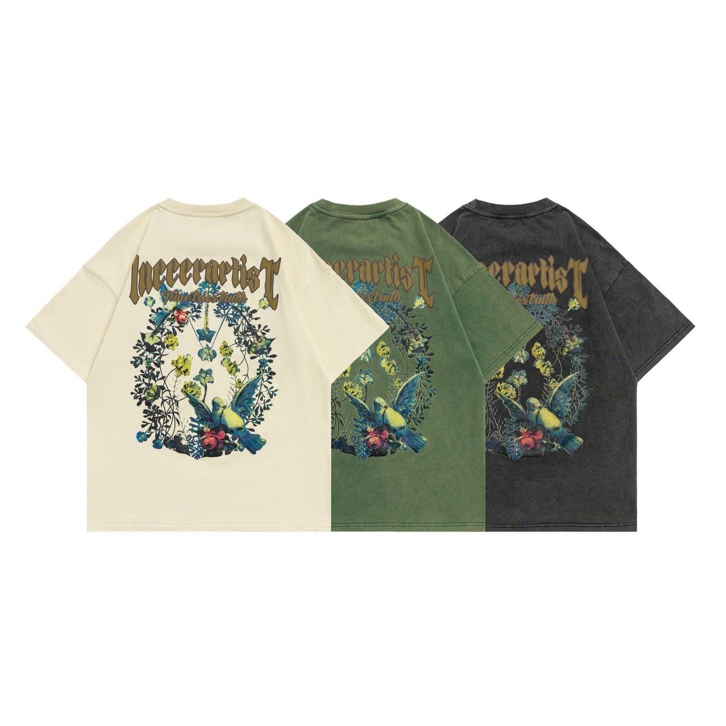 Cool alphabet floral short-sleeved T-shirt