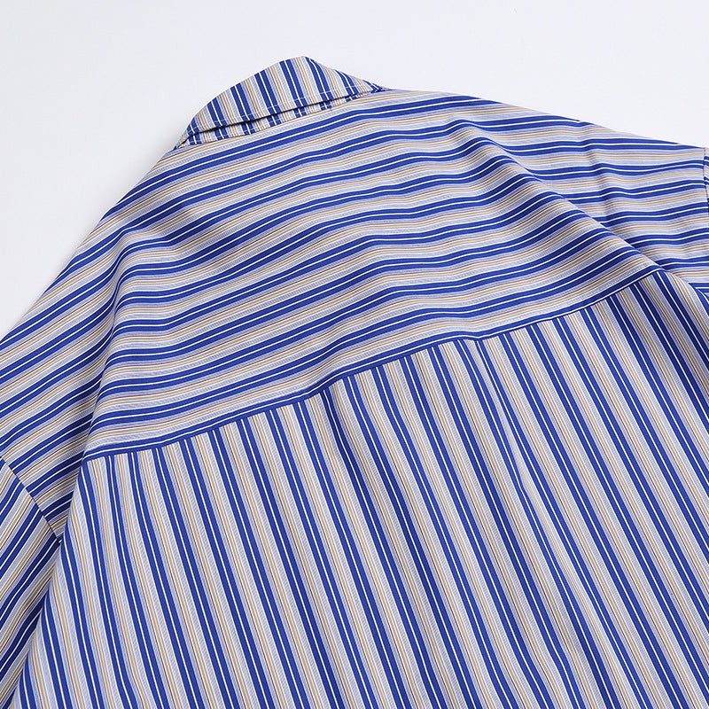 Classic striped work short-sleeved shirt