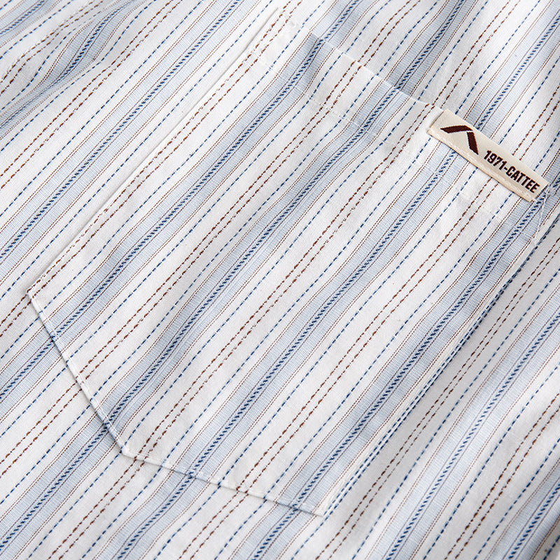 Classic color-striped short-sleeved shirt