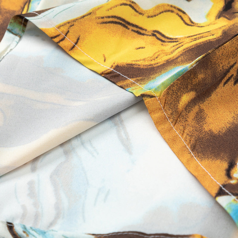 Vintage oil painting short sleeve shirt