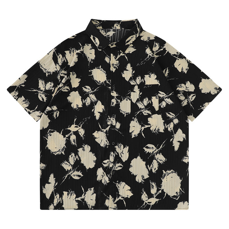 Retro floral short-sleeve Hawaiian quick-drying shirt