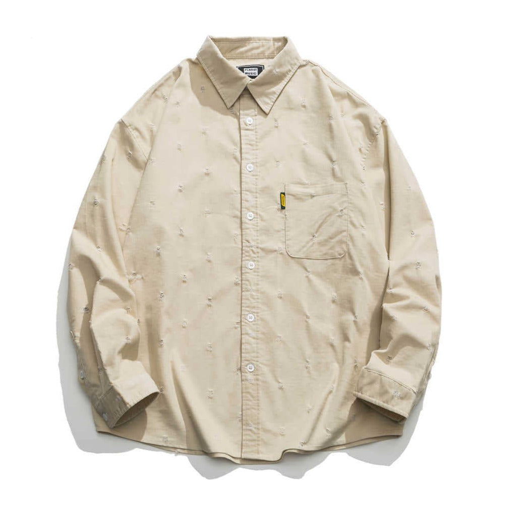 Distressed retro long-sleeved shirt
