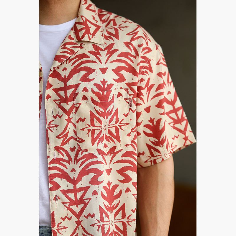 High-quality vintage flower print aloha shirt
