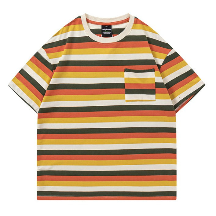 Colorful horizontal striped casual T-shirt