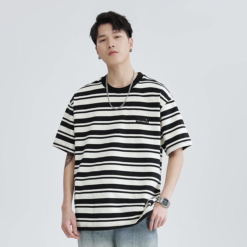 Classic horizontal striped short sleeve T-shirt