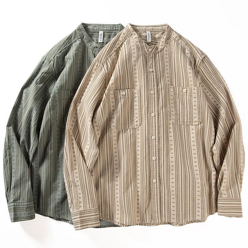 Ethnic Stripe Corduroy Henley Shirt
