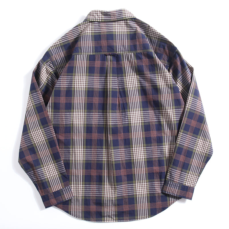 Classic cotton check pattern long sleeve shirt