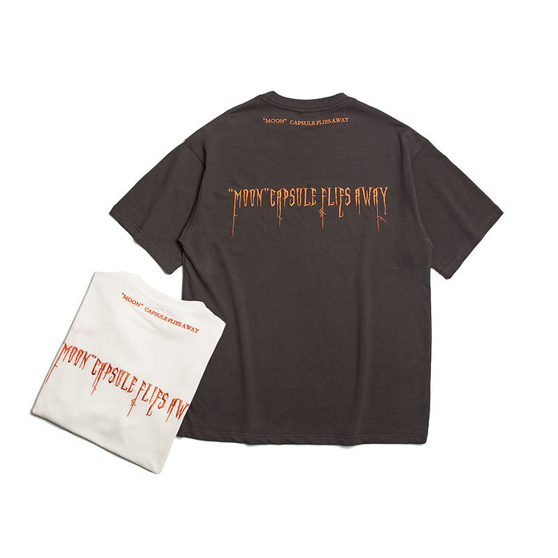 Embroidered alphabet American casual short-sleeved T-shirt
