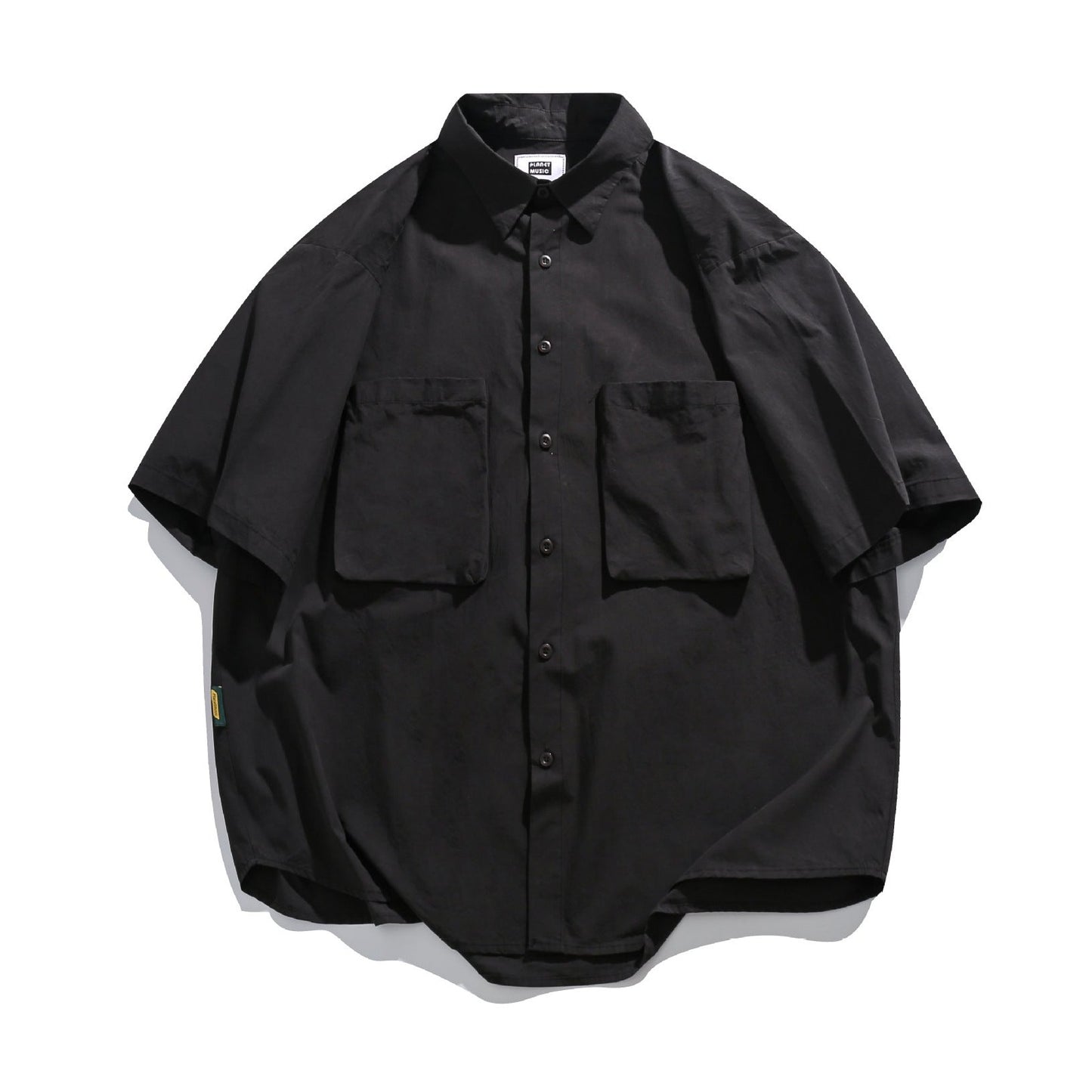 Solid color pocket work short sleeve shirt in four colors