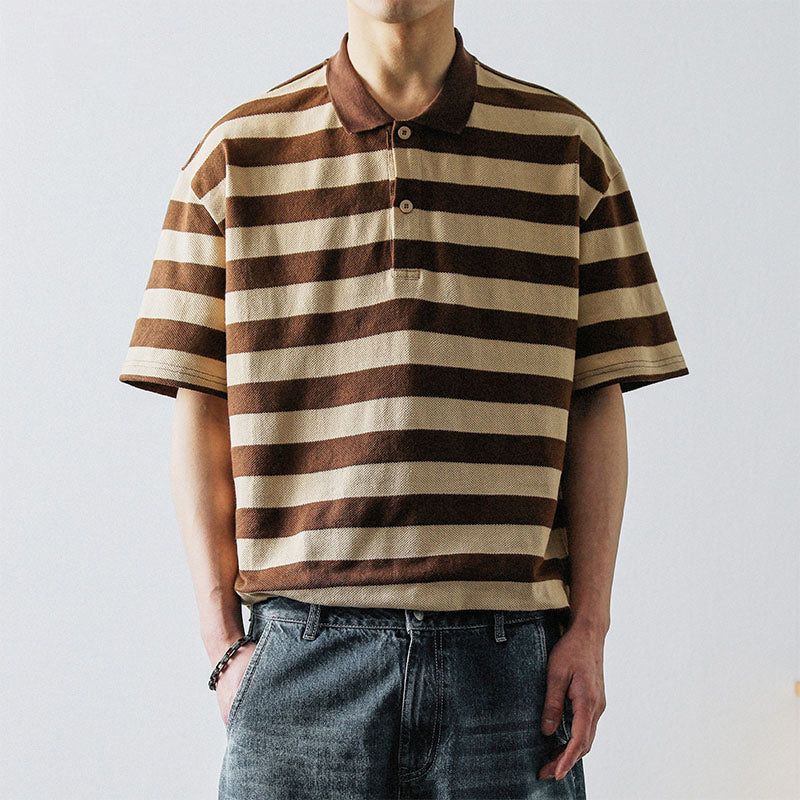 Classic horizontal striped polo shirt