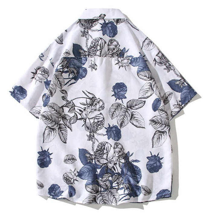 Classic floral summer short-sleeved aloha shirt