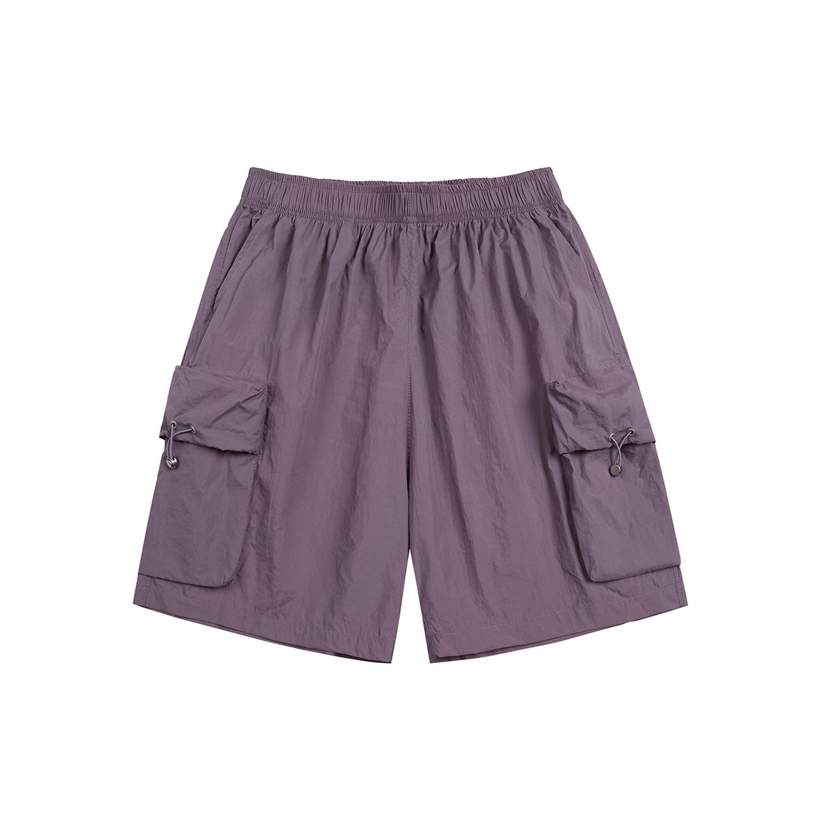 Solid color drawstring pocket track shorts