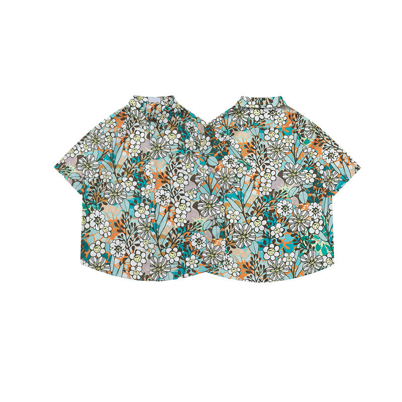 Fresh Hawaiian floral short-sleeved shirt