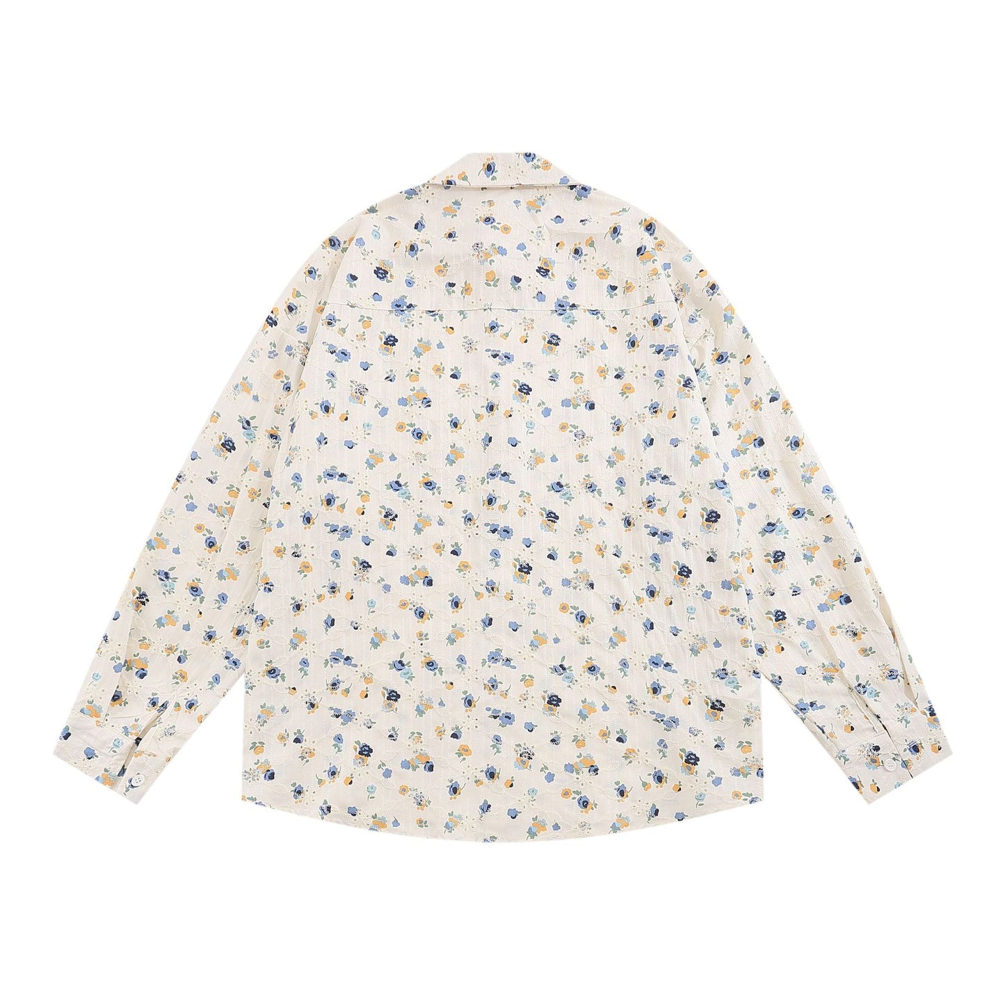 Retro small floral print long sleeve shirt