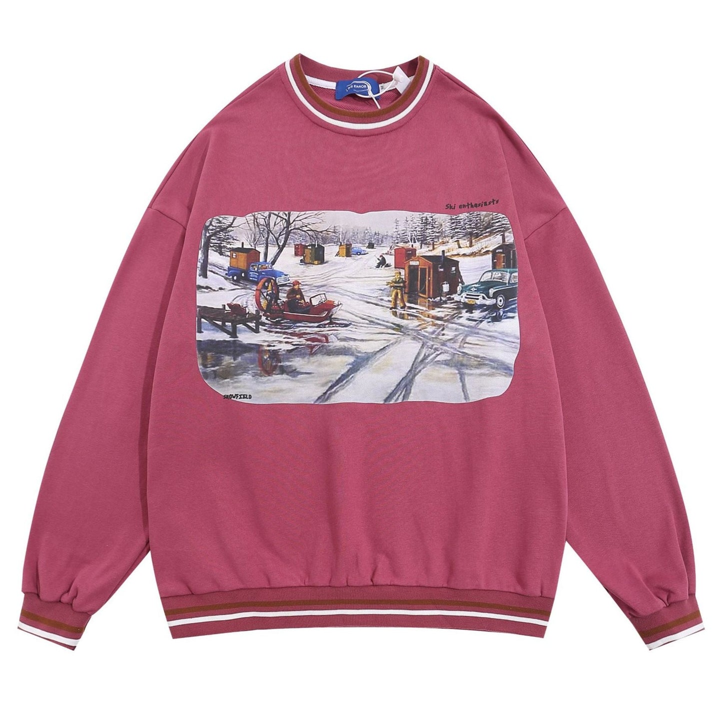Choose from three colors! Loose-fitting printed hoodie