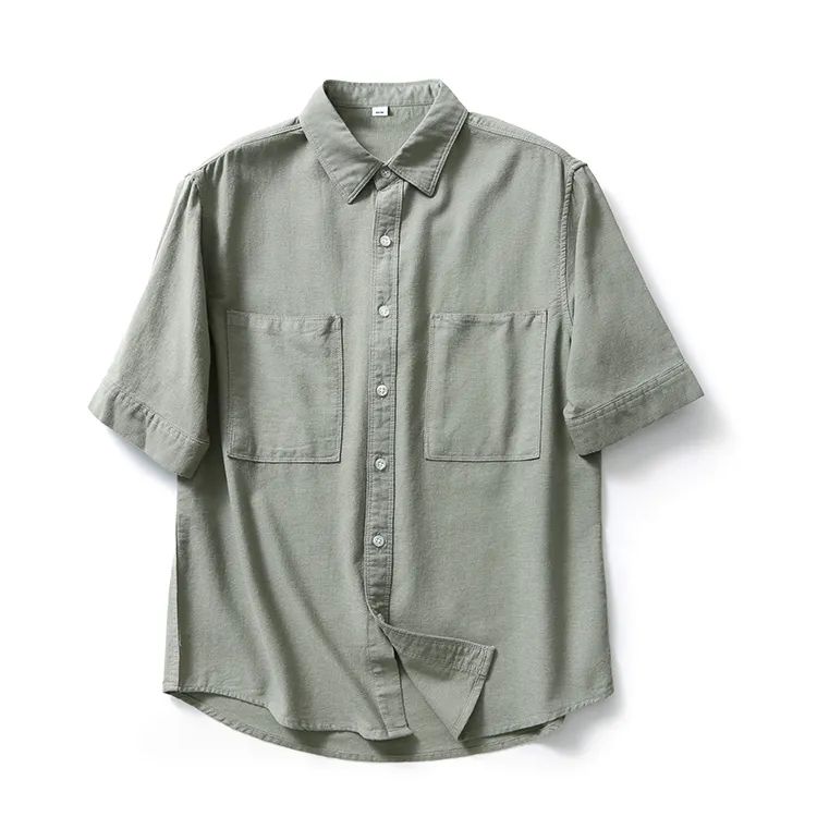 Fashionable simple plain pocket short sleeve shirt