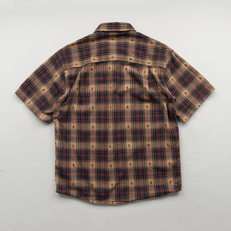 Classic check pattern short-sleeved shirt