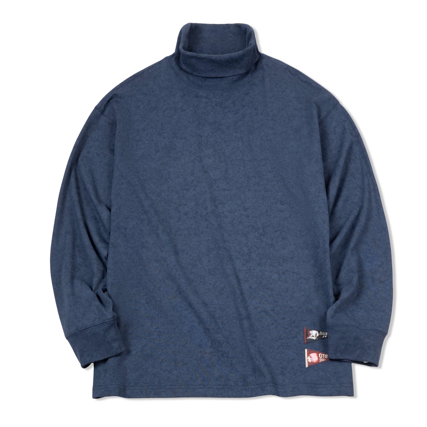 レトロ無地ハイネック長Tシャツ