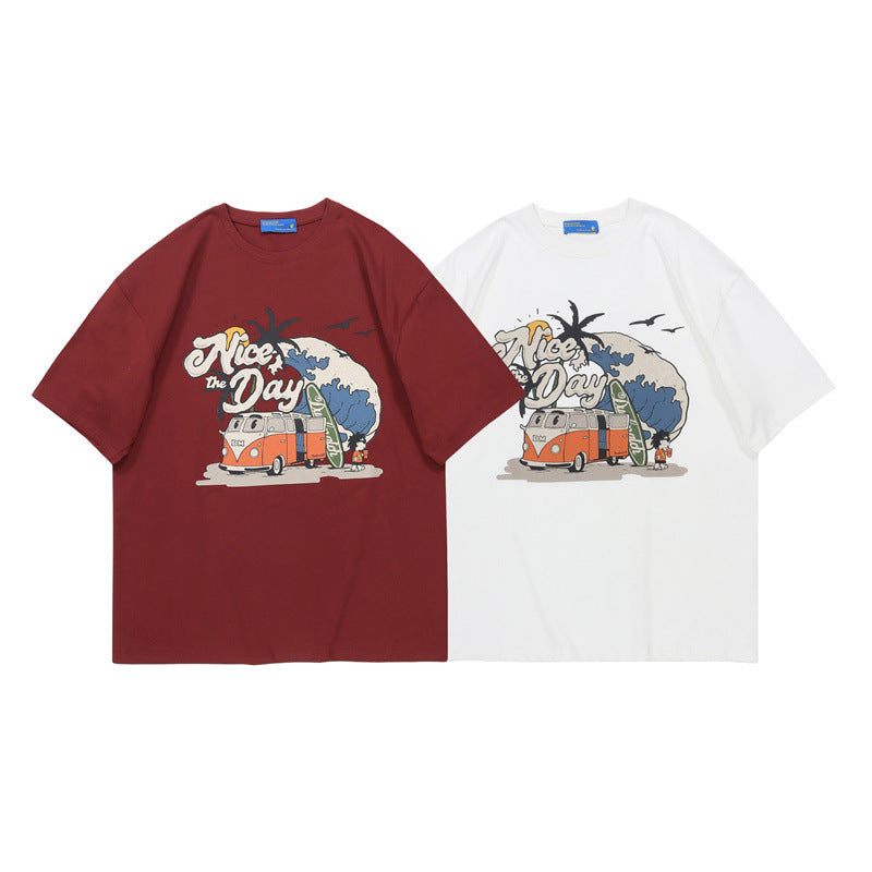 Easy-to-match cartoon print T-shirt