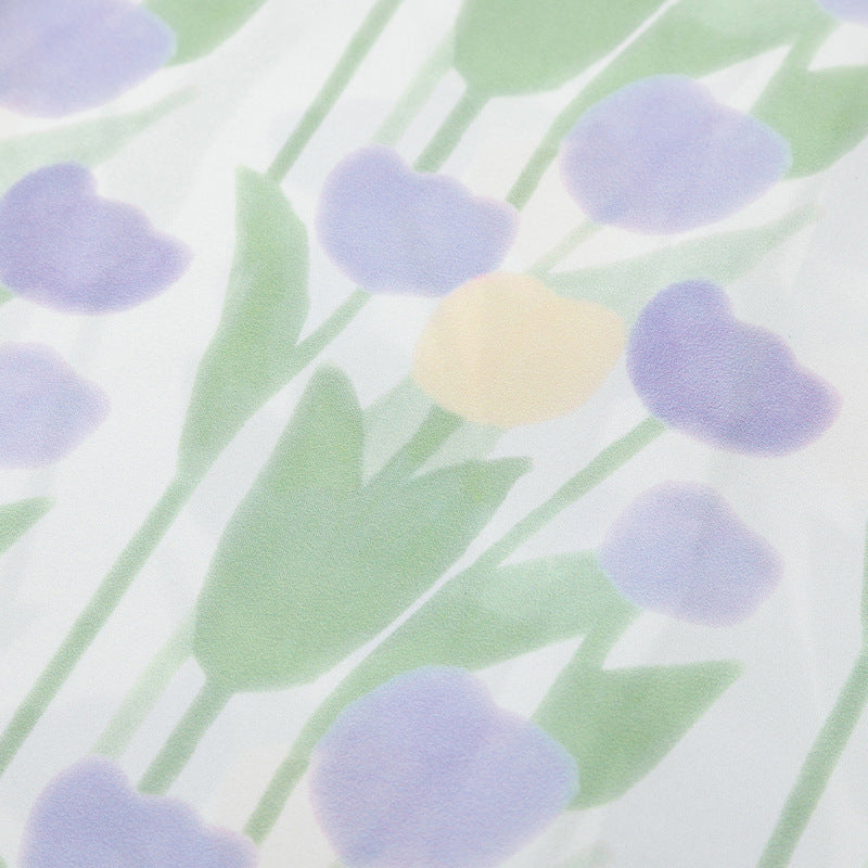 Holiday style tulip print short sleeve shirt