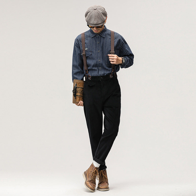 Plain American Casual Corduroy Overalls