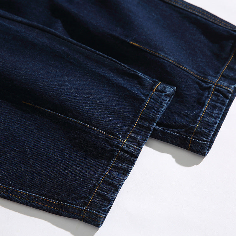 Classic simple blue straight jeans