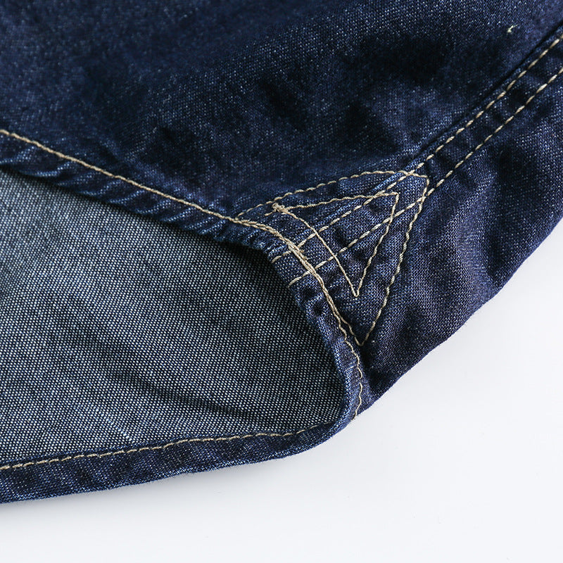 Denim pocket classic short sleeve shirt